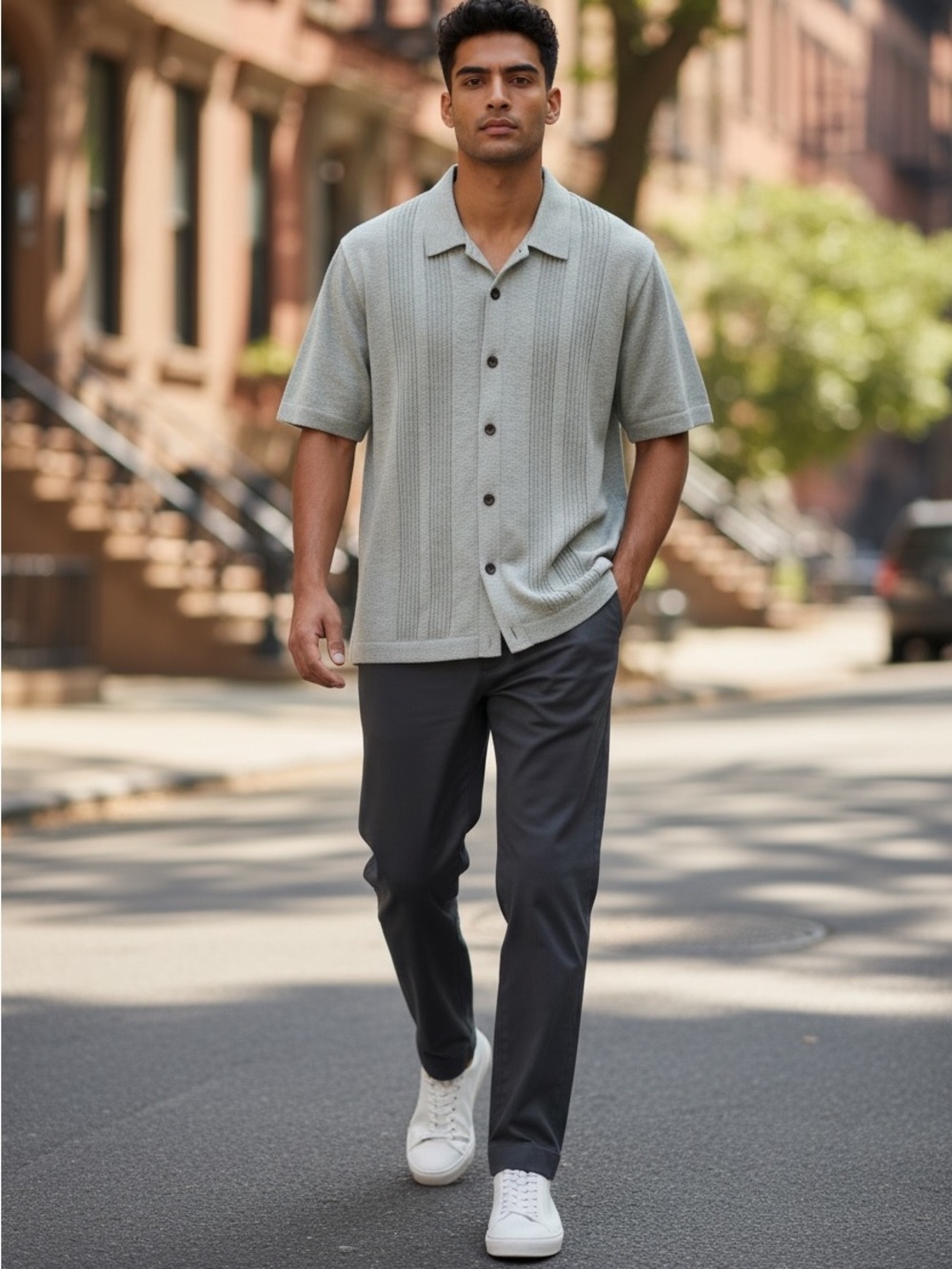 J.Crew Men's Textured Cotton Short-Sleeve Sweater-Polo Sage Mint Men's Large